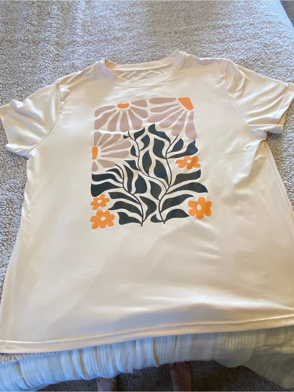 Cream Tee with Abstract Floral Graphic